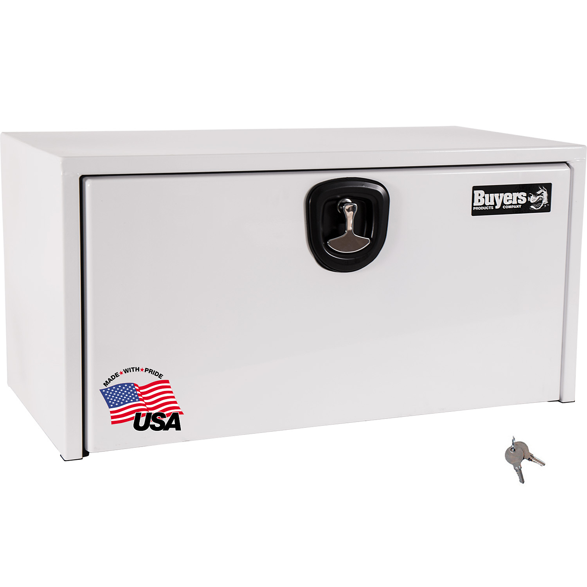 Buyers Products, 60x18x18in. Underbody Truck Bed Tool Job Storage Box, Width 18 in, Material Steel, Color Finish Glossy White, Model# 1732415